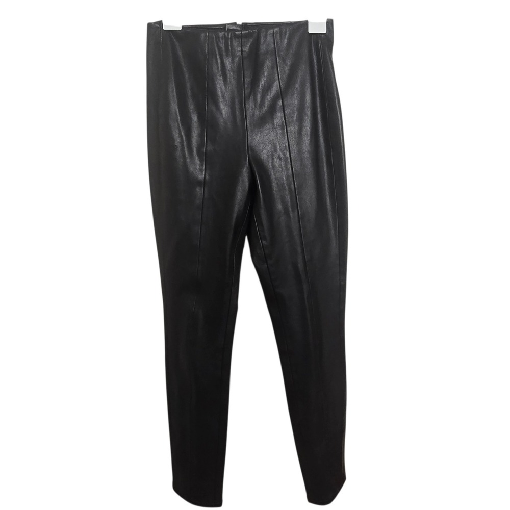 Blank NYC Black Faux Leather High Waist Seamed Tapered Pants Womens 26 Back Zip